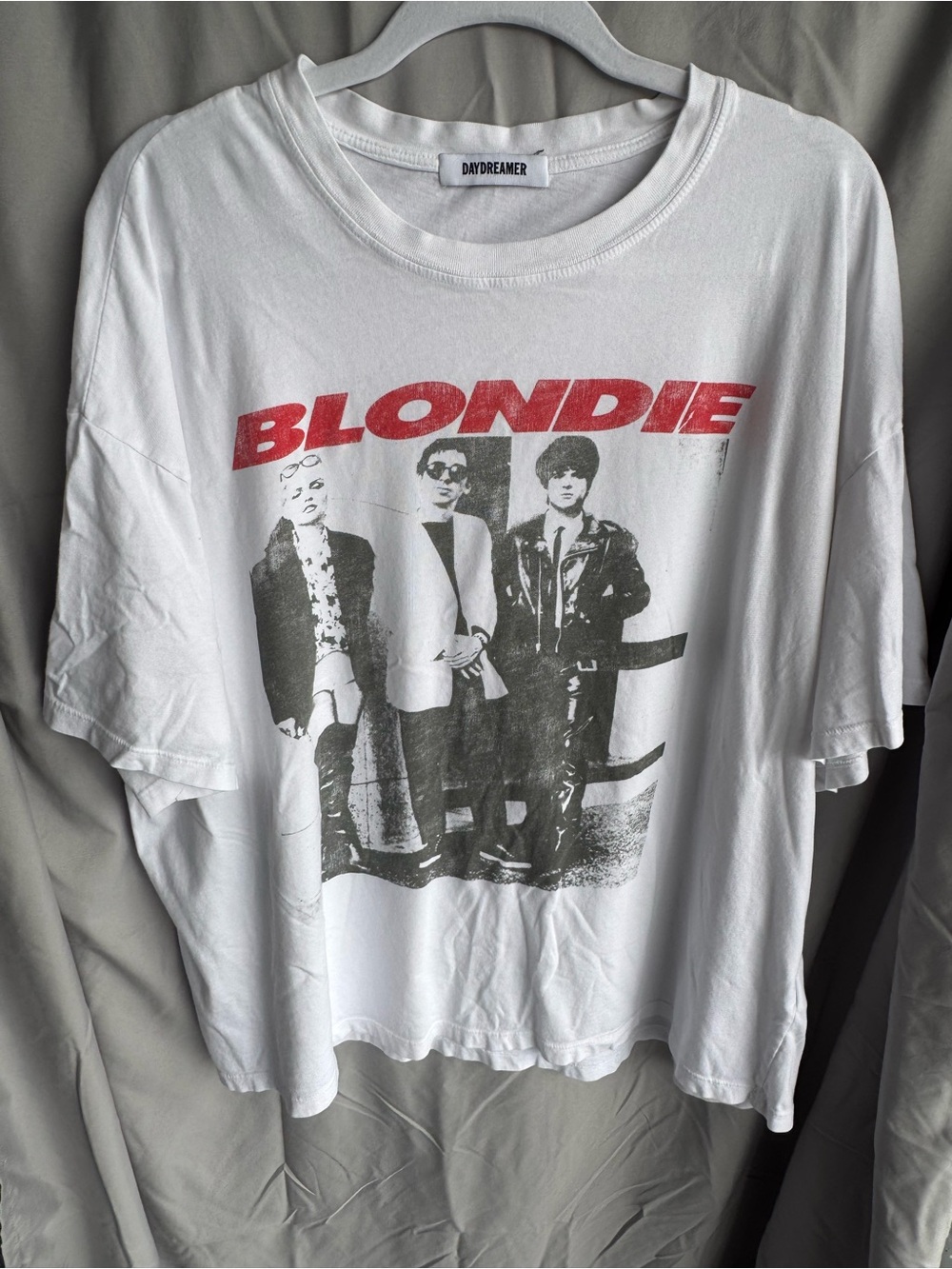 Daydreamer White Blondie Band Graphic Tee with Red Logo